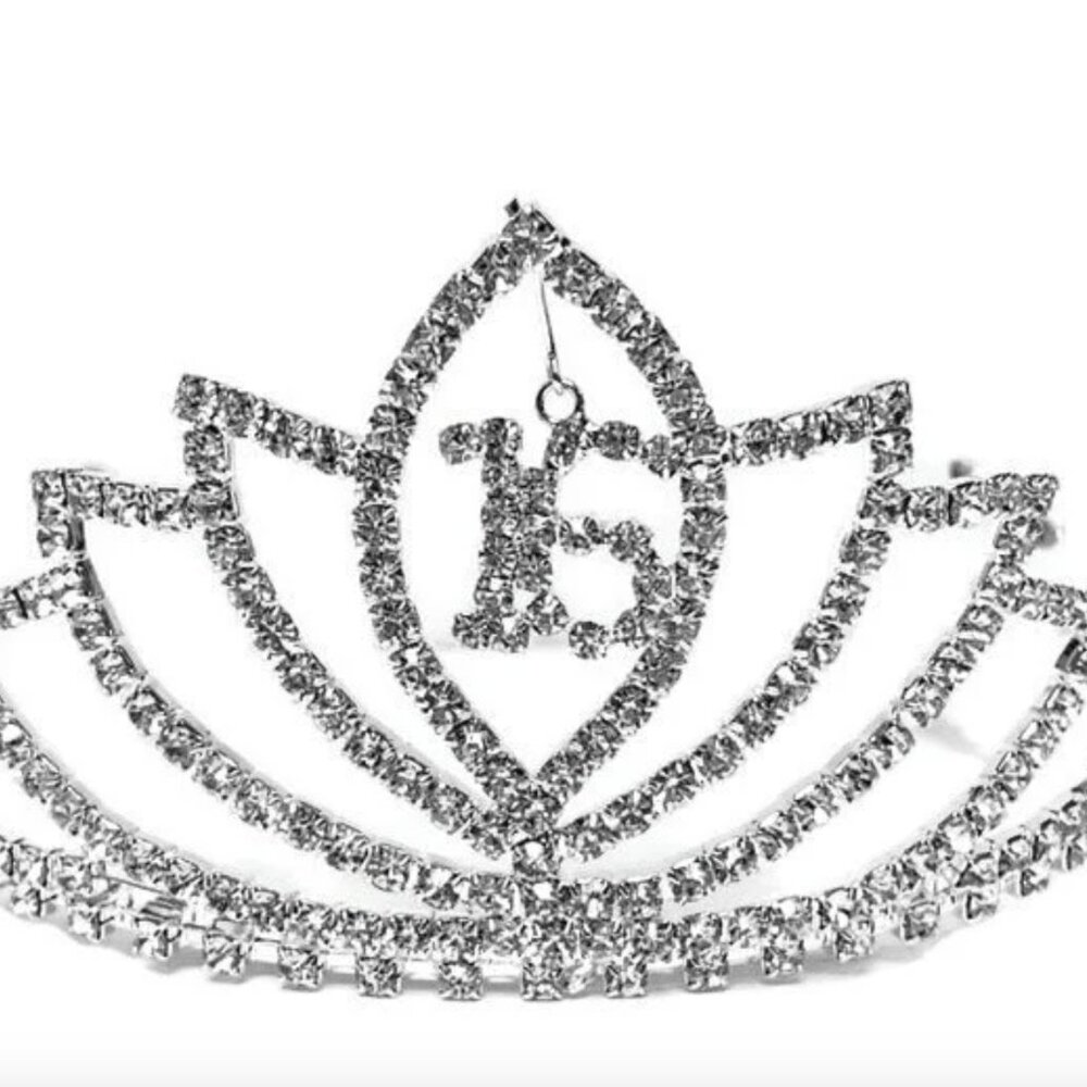 Sweet 16 Birthday Silver Rhinestone Tiara Crown Keepsake Gift